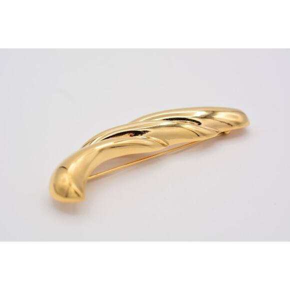 Givenchy Vintage Pin Brooch 4" Large Gold Tone Abstract Wave Chunky Signed BinAT - Picture 8 of 12